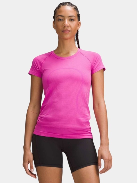 lululemon athletica Tops - LULULEMON Swiftly Tech Stripe Pow Pink / Sakura Pink Top, Athletic Tank, Sz 12